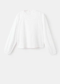 Cotton blouse with lace trim