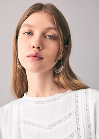 Cotton blouse with lace trim