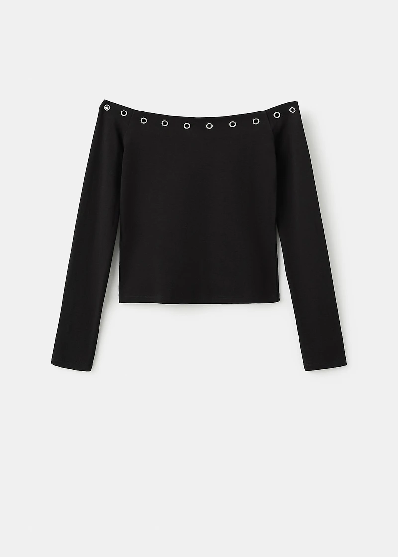 Boat-neck t-shirt with studs