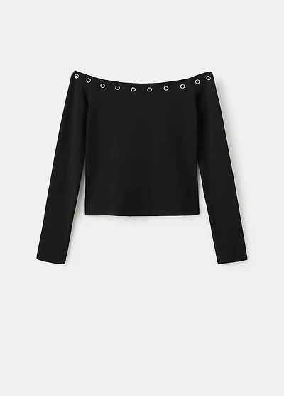 Boat-neck t-shirt with studs