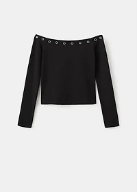 Boat-neck t-shirt with studs