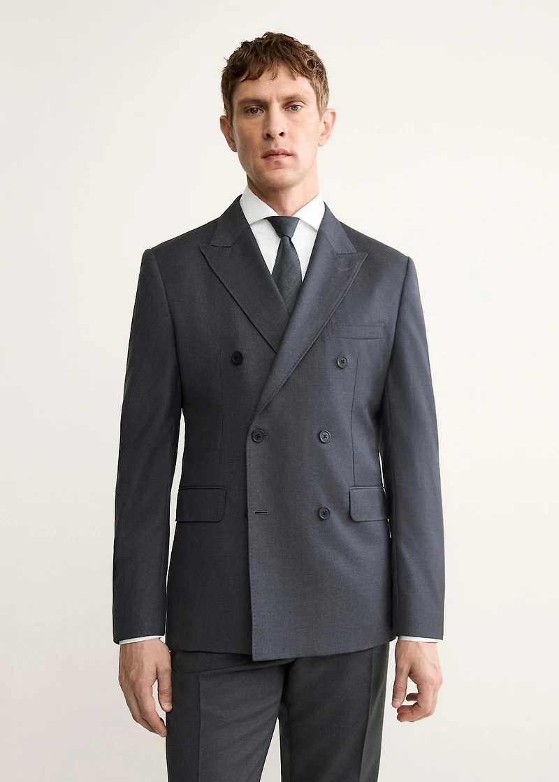 100% wool flannel double-breasted jacket