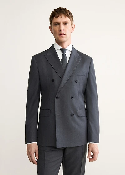 100% wool flannel double-breasted jacket