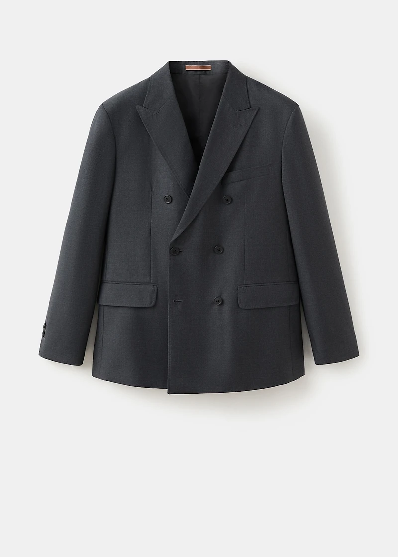 100% wool flannel double-breasted jacket