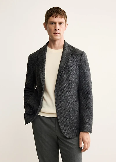 Slim fit wool blend blazer