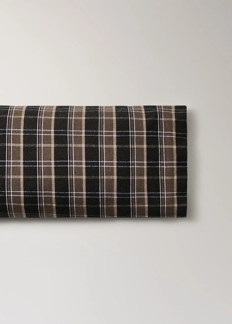 Cotton flannel pillowcase with melange threads and check print, 45 x 110 cm