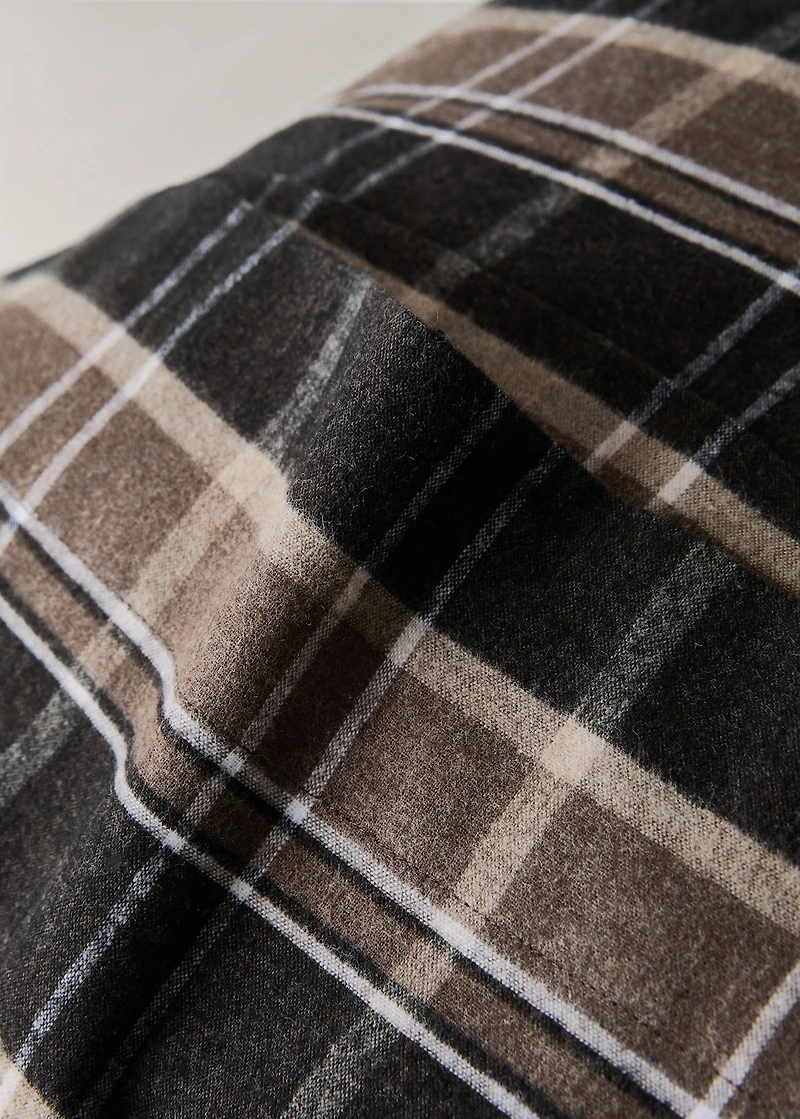 Cotton flannel pillowcase with melange threads and check print, 45 x 110 cm