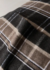 Cotton flannel pillowcase with melange threads and check print, 45 x 110 cm