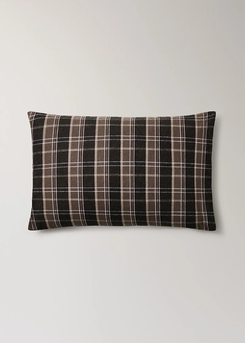 Cotton flannel pillowcase with melange threads and check print 50x75 cm