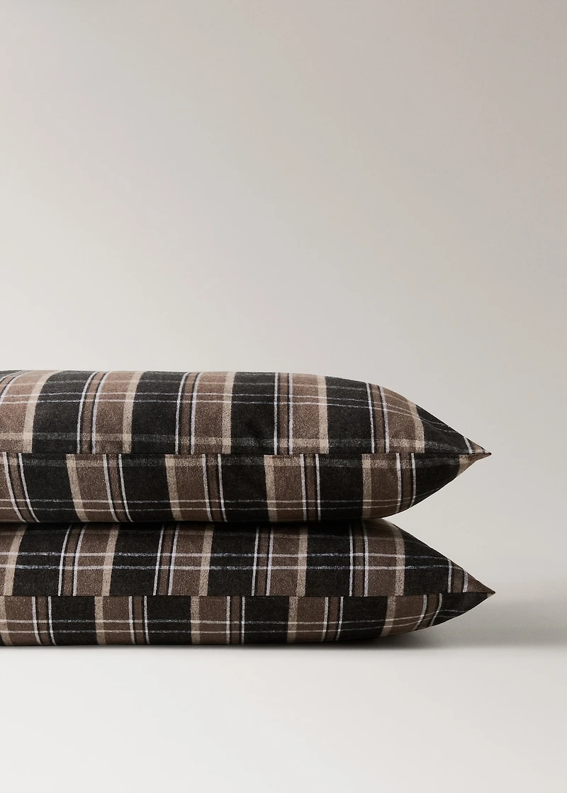 Cotton flannel pillowcase with melange threads and check print 50x75 cm