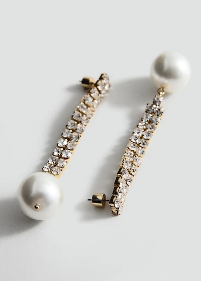 Combined pearl drop earrings