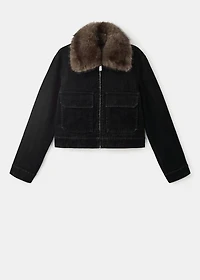 Velvet jacket with fur collar