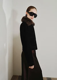 Velvet jacket with fur collar