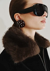 Velvet jacket with fur collar