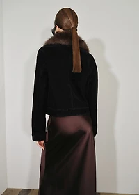 Velvet jacket with fur collar