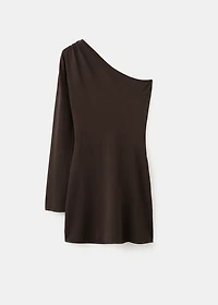 Fine-knit dress with asymmetrical sleeves