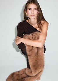 Fine-knit dress with asymmetrical sleeves