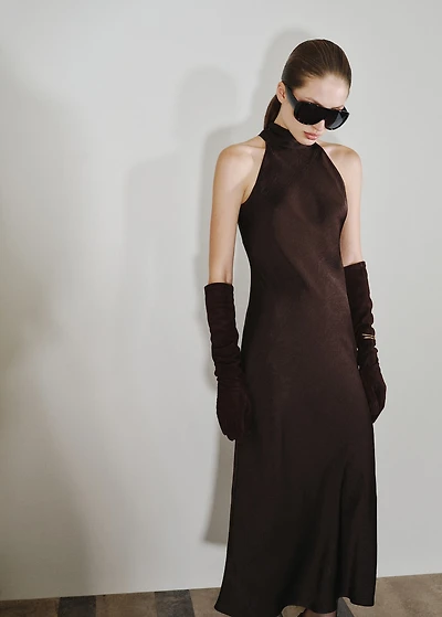 Satin dress with creased effect