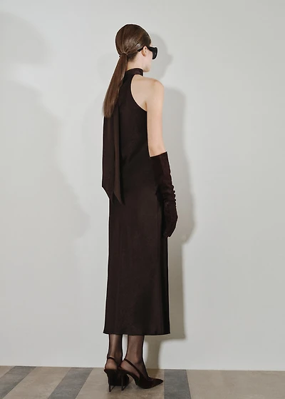 Satin dress with creased effect