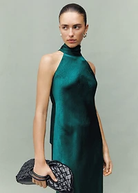 Satin dress with creased effect