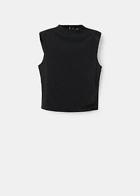 Perkins-neck top with rhinestones