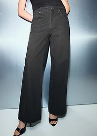 Wide-leg jeans with rhinestones