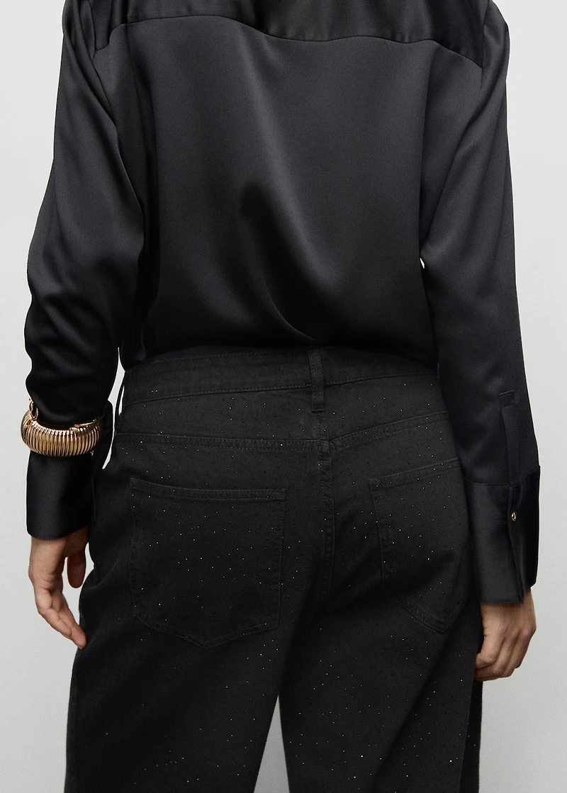 Wide-leg jeans with rhinestones