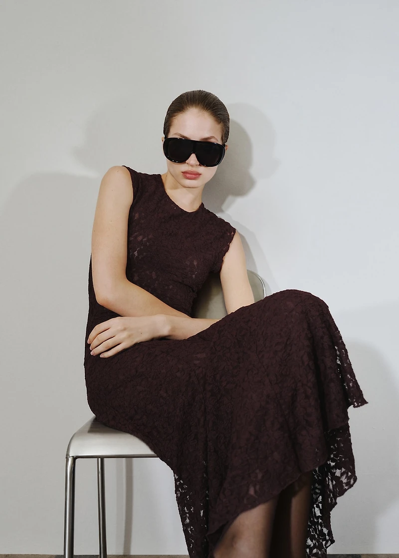 Asymmetric lace dress