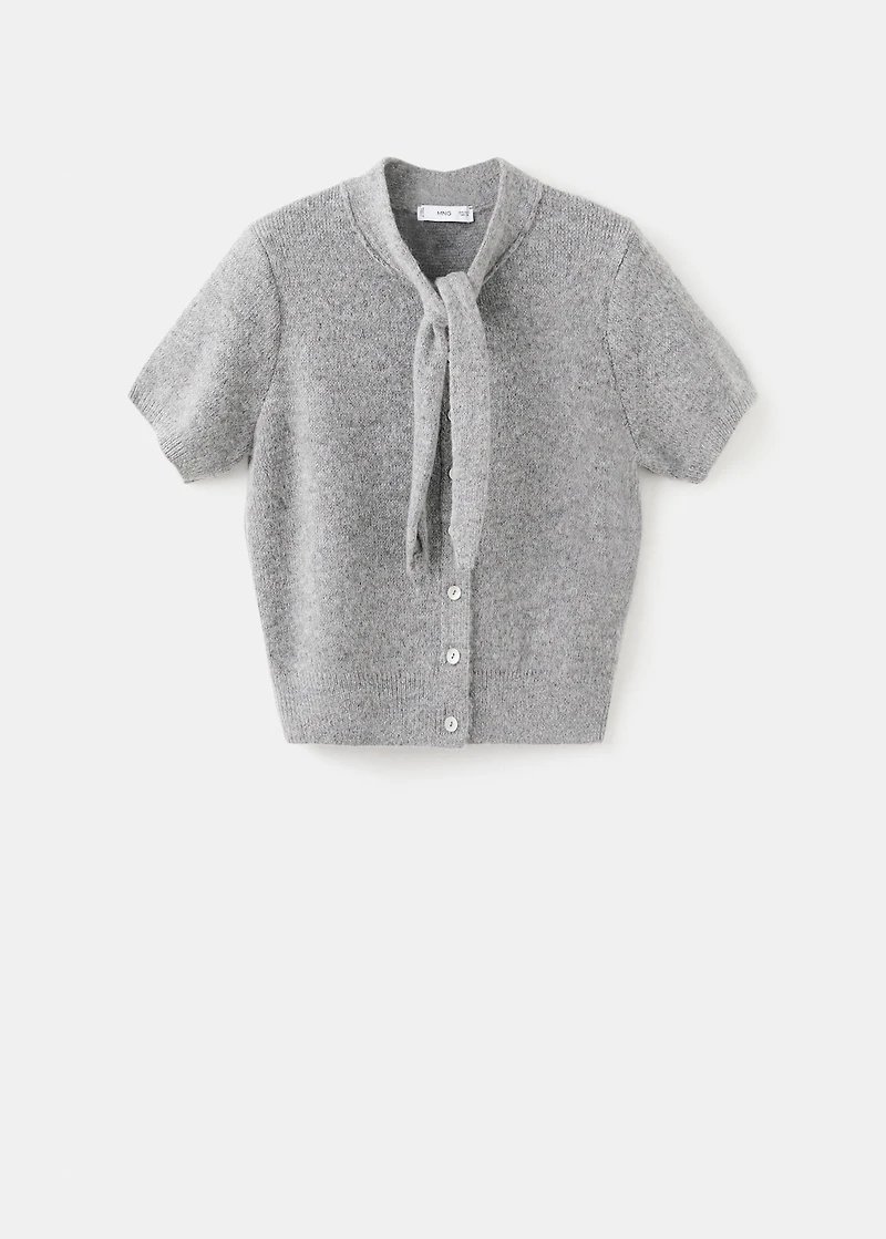 Cardigan with bow-tie neck