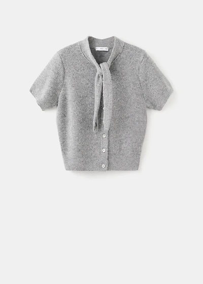 Cardigan with bow-tie neck