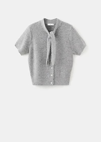 Cardigan with bow-tie neck