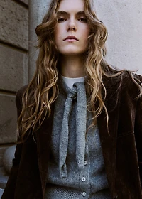 Cardigan with bow-tie neck