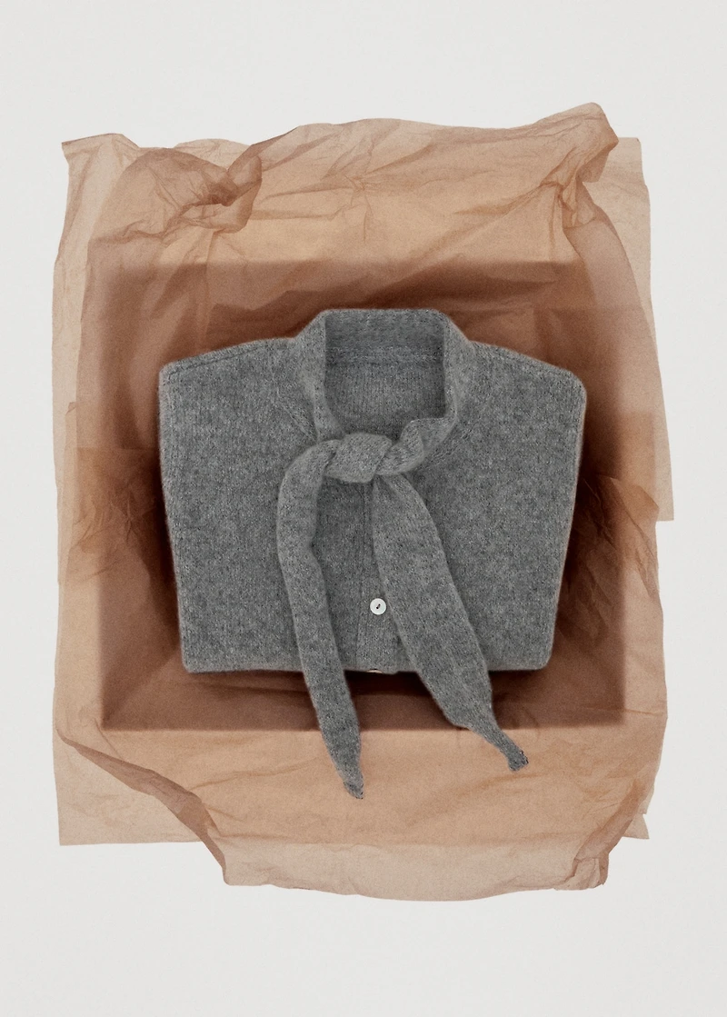 Cardigan with bow-tie neck