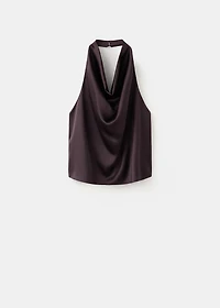 Draped neck satin top