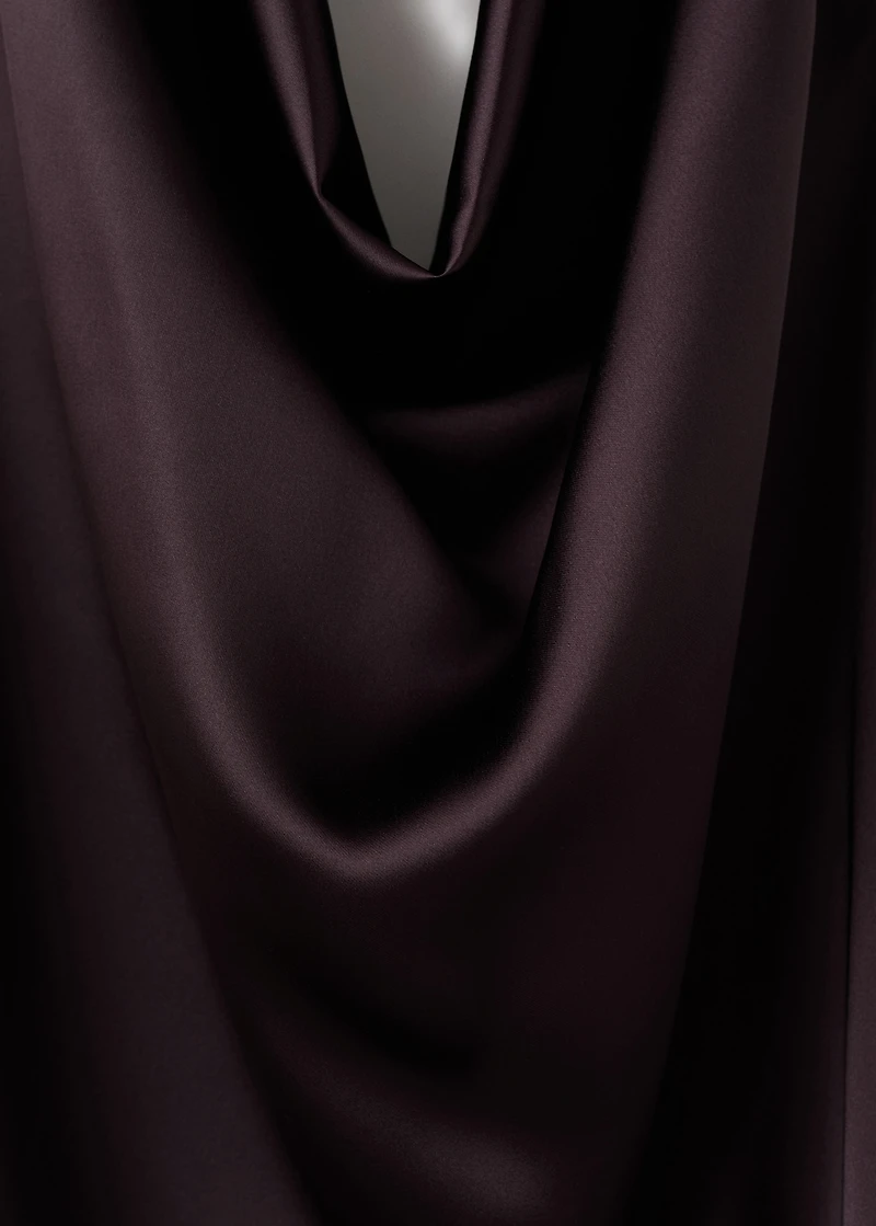 Draped neck satin top