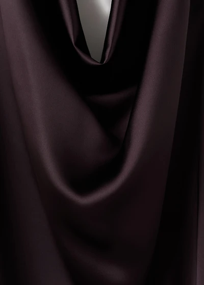 Draped neck satin top