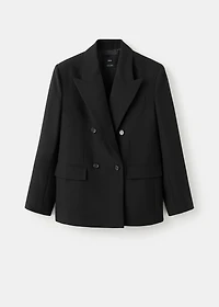 Double-breasted wool blend blazer