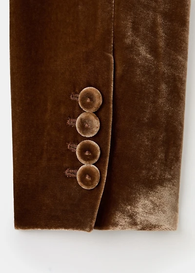 Double-breasted velvet suit jacket