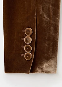 Double-breasted velvet suit jacket