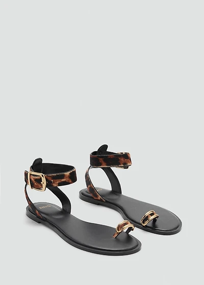 Animal-print leather sandals