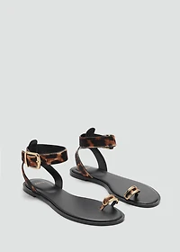 Animal-print leather sandals