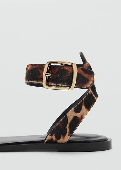 Animal-print leather sandals
