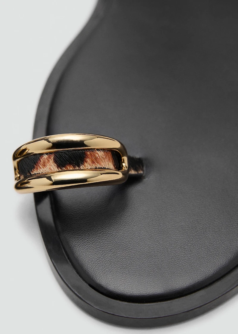 Animal-print leather sandals