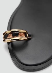 Animal-print leather sandals