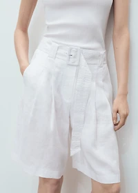Belt linen-blend Bermuda shorts