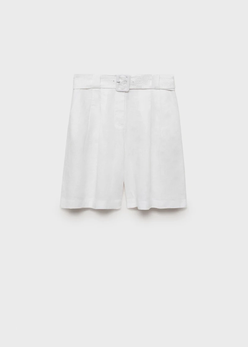 Belt linen-blend Bermuda shorts