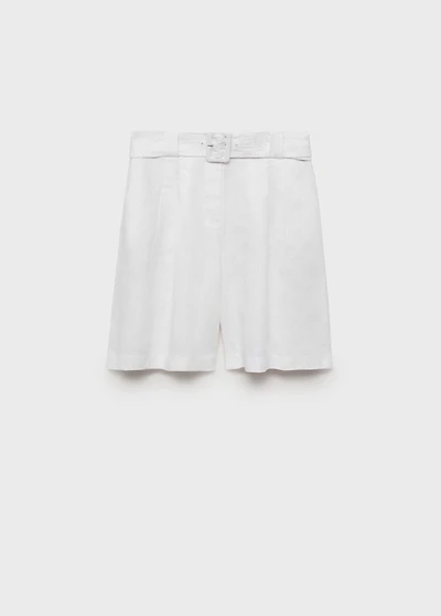 Belt linen-blend Bermuda shorts