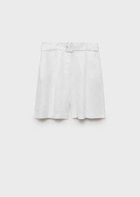 Belt linen-blend Bermuda shorts