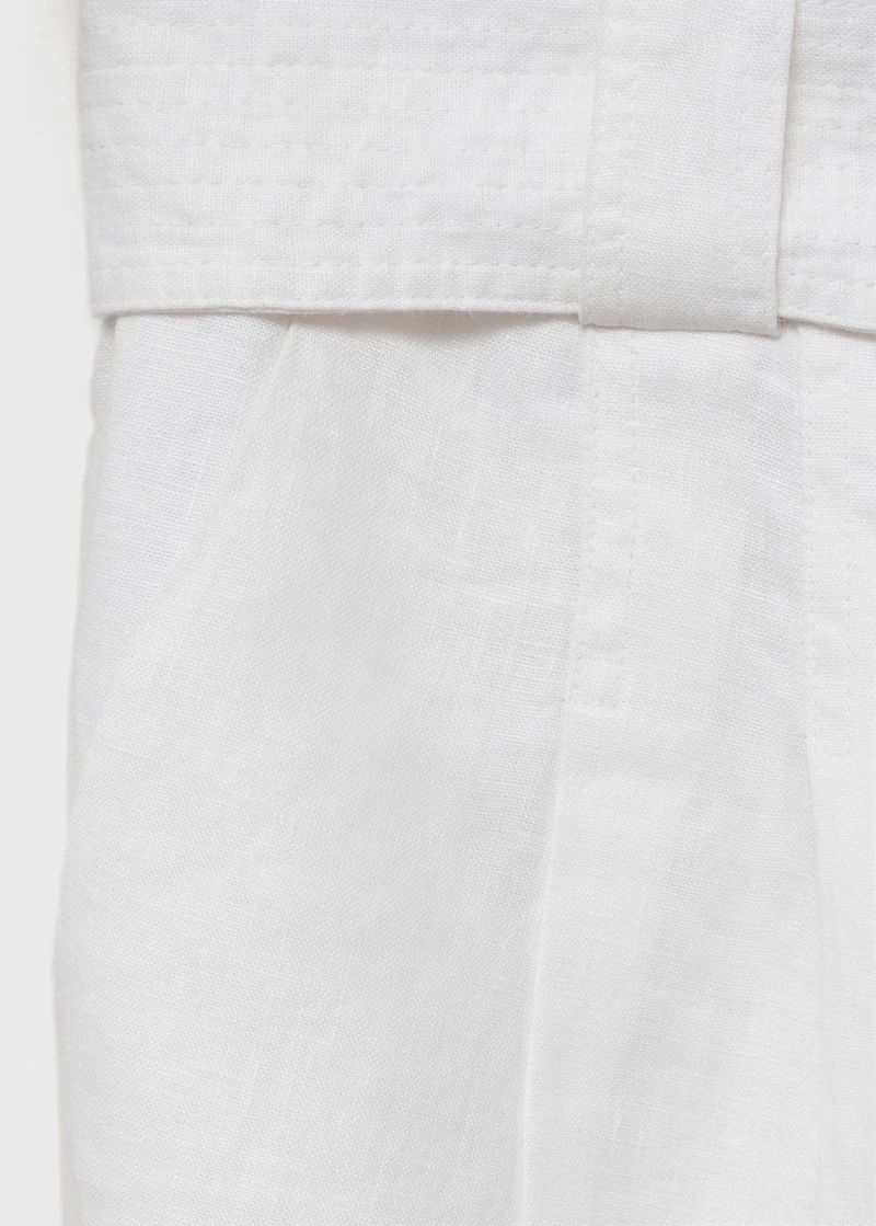 Belt linen-blend Bermuda shorts