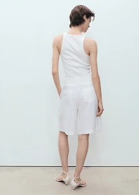 Belt linen-blend Bermuda shorts